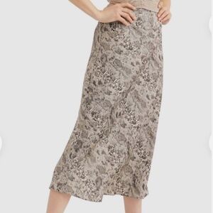 Free People Normani Bias Midi Skirt Grey Snake Skin Print